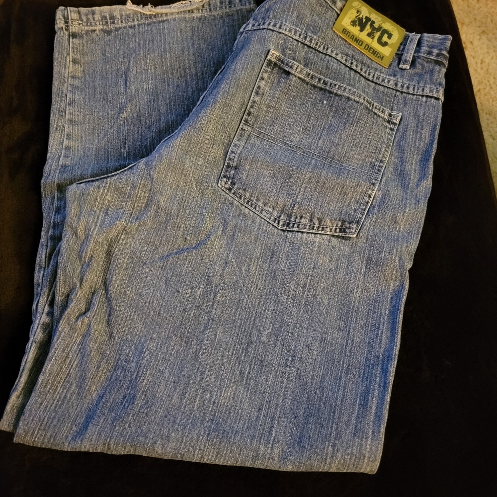 NYC Brand Denin Men's Jeans Wide Leg‎ Distressed Size 40/33